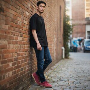 SELECTED Portugal Unisex Suede Leather Lace-Up Ankle Boots Red Size 40